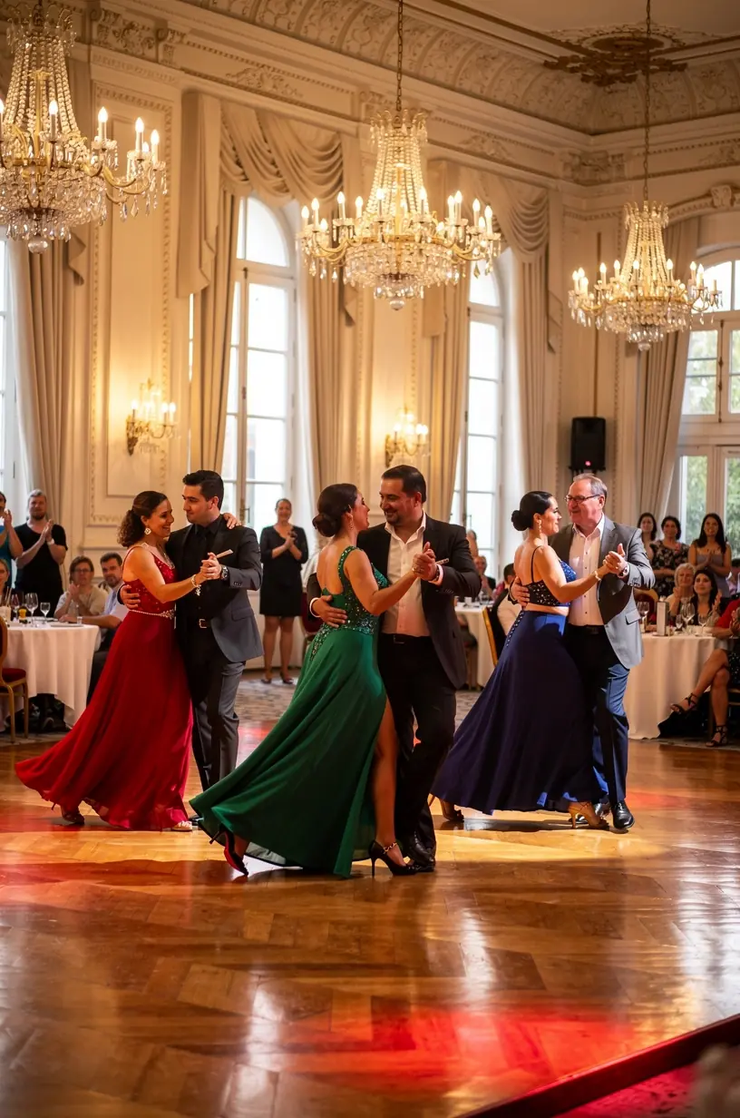Dancers enjoying bachata and salsa, enhancing emotional well-being
